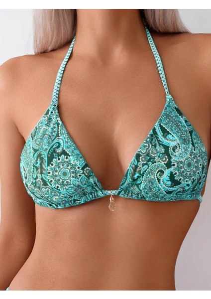 Bikini Takımı, Halter Boyun ve Yan Bağcıklı - Esnek & Rahat, Yüksek Bel Bikini Takımı