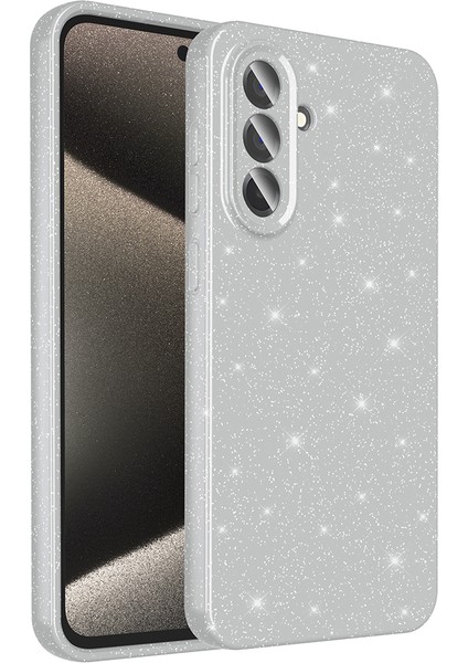 Samsung Galaxy A36 Kılıf Kamera Korumalı Simli Lüks Sys Koton Kapak - Gümüş fiyatları