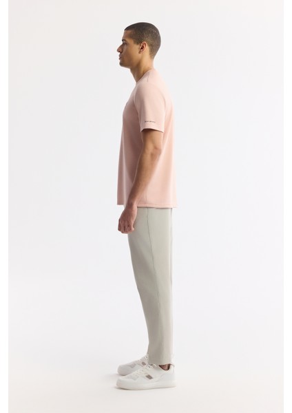 Erkek Pembe Polo Yaka Pamuklu Jakarlı T-Shirt A41Y1167