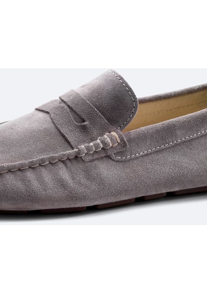 Erkek Vizon %100 Süet Loafer Ayakkabı B008001