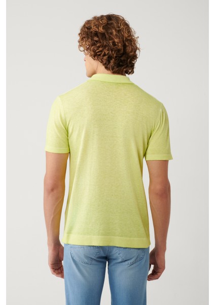 Erkek Neon Yeşil 3 Düğmeli Polo Yaka Triko Regular Fit T-Shirt A41Y5067 fırsatları