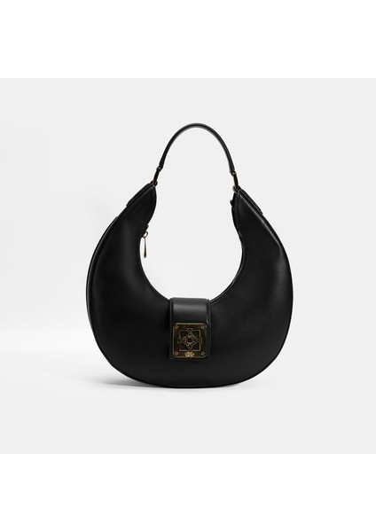 Kadın Siyah Deri Omuz Çantası