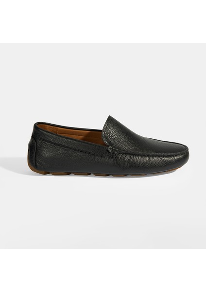 Erkek Siyah Slip-On Deri Loafer