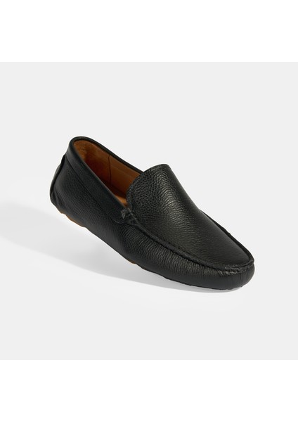 Erkek Siyah Slip-On Deri Loafer