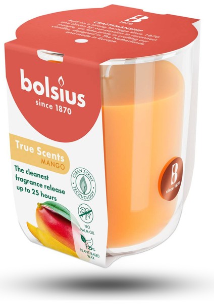 Mango Kokulu Bardakta Mum – Sarı Renkli, 80/73 Mm, 25 Saat Yan Ma Süresi
