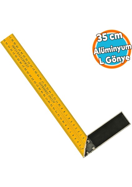 Alüminyum Marangoz Gönyesi L Gönye Sarı Gönye Cetvel Kaynak Kaynakçı Gönyesi 350 mm