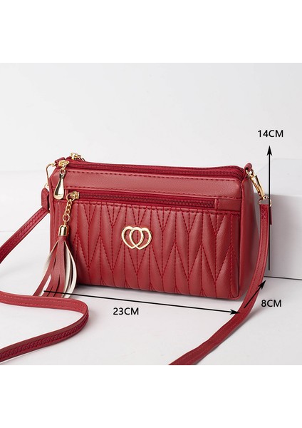 Moda Kadınlar Crossbody Çanta Bayanlar Deri Omuz Çantası Kızlar Için Püsküllü Çanta (Yurt Dışından)