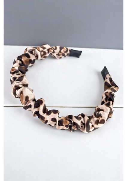 Leopar Klasik Taç Saten - Leopar Saten Büzgülü Taç