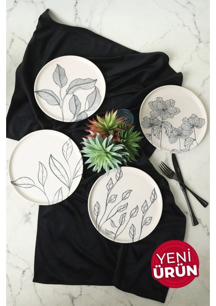 Leaf Traces Nordıc Pasta Tabağı 22 cm 4 Adet / 22881-82-83-85