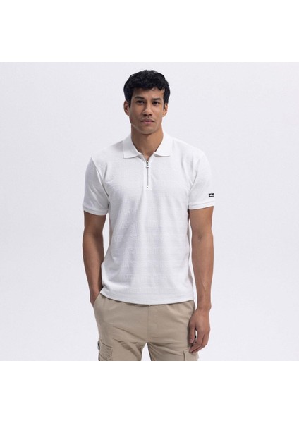 EM493-OF Polo Yaka Erkek T-Shirt - Kırık Beyaz