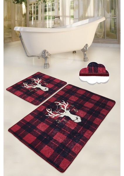 Geyik 2'li Set Banyo Paspas Seti,paspas Takımı,klozet Takımı Djtbanyo