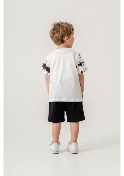 Erkek Çocuk Fashion Design T-Shirt Şort Alt Üst Yazlık Ikili Takım Siyah fırsatları