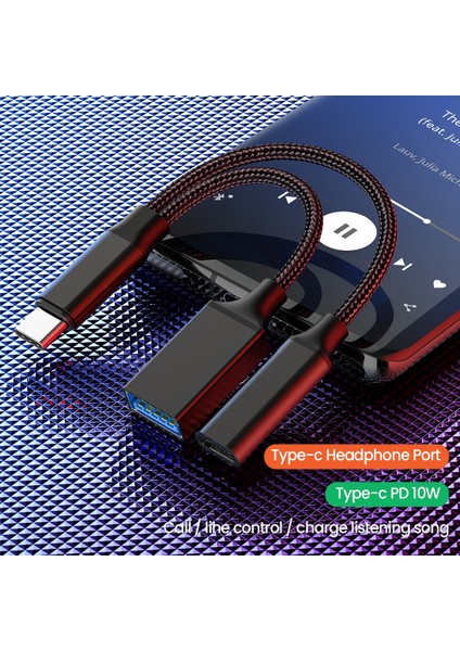 USB C Otg Kablolu Telefon Adaptörü 2in1 Tip C Erkek USB C Dişi Şarj Portu ile USB Dişi Splitter Adaptörü Samsung Xiaomi Için (Yurt Dışından)