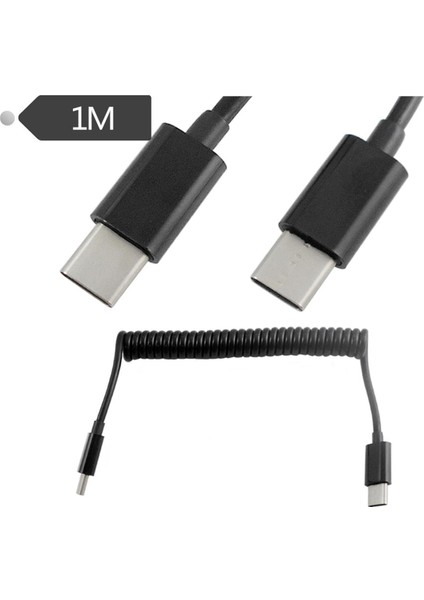 Spiral Sarmal USB 3.1 C-Type Erkek - USB 3.1 C-Type Erkek Adaptör Adaptör Kablosu 1m (Yurt Dışından)