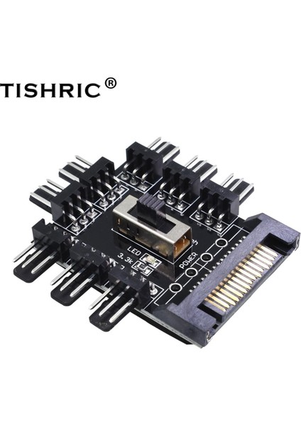 Tıshrıc 1 Ila 8 3pin Fan Hub Pwm Sata Molex Splitter Pc Madencilik Kablosu 12 V Güç Kaynağı Soğutucu Soğutma Hızı Kontrol Adaptörü (Yurt Dışından)