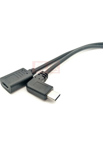 0.25 Metre Tip-C USB 3.1 Erkek - Usb-C Dişi 90 Derece Uzatma Veri Kablosu Uzatma Kablosu Tersinir Tasarım (Yurt Dışından)