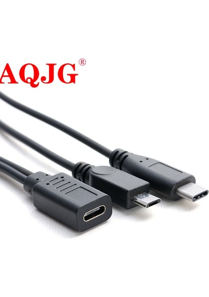 2'si 1 Arada Mikro USB Dişi - Usb-C Tip C USB 3.1 Tip-C ve Mikro USB Erkek Ayırıcı Uzatma Şarj Şarj Cihazı Y Kablosu (Yurt Dışından)