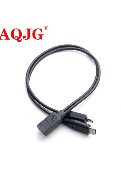 2'si 1 Arada Mikro USB Dişi - Usb-C Tip C USB 3.1 Tip-C ve Mikro USB Erkek Ayırıcı Uzatma Şarj Şarj Cihazı Y Kablosu (Yurt Dışından)