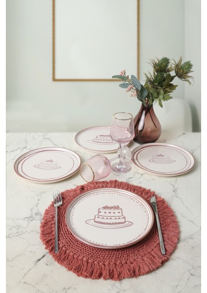 Pink Cake Nordic Pasta Tabağı 22 cm 4 Adet 22965-66