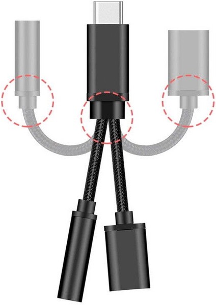 2 In 1 Usb-C Tip C 3.5mm Aux Ses Şarj Kablosu Adaptörü Splitter Kulaklık Jakı USB Tip-C Adaptör Kablosu Xiaomi Huawei Için (Yurt Dışından) fırsatları