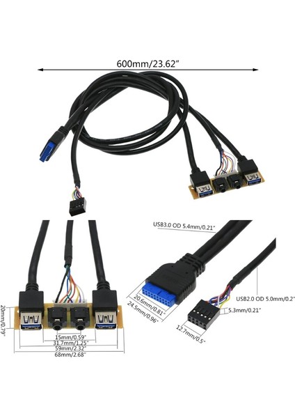 % 100 Yepyeni ve Ön Kasa Paneli Usb3.0+Usb3.0+Hd Ses Jakı Bağlantı Noktaları I/o Kartı+Dahili Kablo (Yurt Dışından) fiyatları