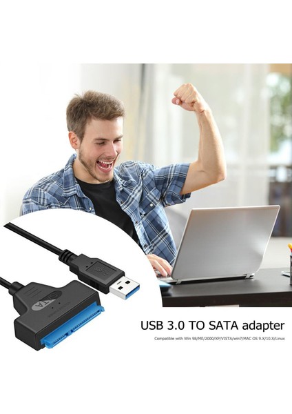 5 Gbps USB 3.0 Sata Kablosu Disk Harici Güç Kablosu Sabit Sürücü Adaptör Kablosu Fiş Adaptörü 2.5 Inç HDD SSD Sabit (Yurt Dışından)