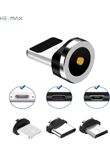 1 Adet 5 Adet Yuvarlak Manyetik Fiş Mikro USB Manyetik Şarj Aleti Kablosu Fişi USB Tip C Mıknatıs Kablo Adaptörü 360 Döndür 8 Pin Kablo Ipuçları (Yurt Dışından)