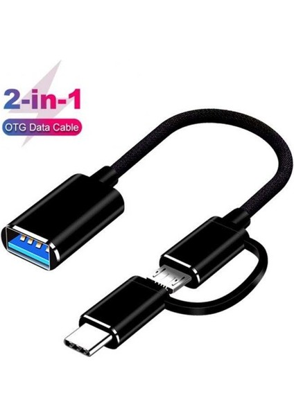 2 In 1 USB 3.0 Otg Adaptör Kablosu Tip-C Adaptör Mikro Usb'den USB 3.0'a Arayüz Dönüştürücü Cep Telefonu Şarj Kablosu Adaptörleri (Yurt Dışından)