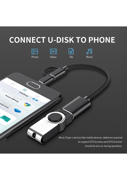 2 In 1 USB 3.0 Otg Adaptör Kablosu Tip-C Adaptör Mikro Usb'den USB 3.0'a Arayüz Dönüştürücü Cep Telefonu Şarj Kablosu Adaptörleri (Yurt Dışından)