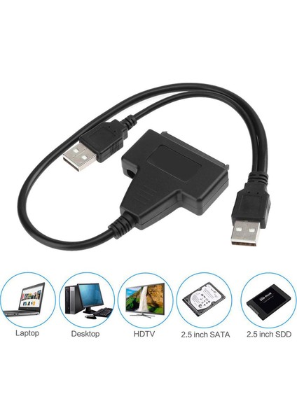 Sabit Disk Sürücüsü Dönüştürücü Kablosu USB 2.0 - Sata Adaptörü Harici Güç Için 2.5/3.5 Inç SSD Sabit Disk Sürücüsü Dönüştürücü Kablosu (Yurt Dışından)