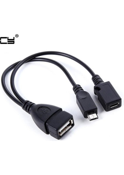 In 2 Otg Mikro USB Ana Güç Y Splitter USB Adaptörü Mirco 5 Pin Erkek Dişi Kablo Siyah Xiaomi Redmı Not 4 Sony Meızu (Yurt Dışından)
