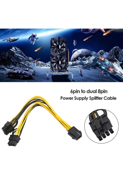 VGA Pcı Express Adaptörü Pcı-E 6 Pin - Çift 8 Pin Güç Splitter Kablosu Esnek Yükseltici Kart Uzatma Bağlantı Noktası Adaptörü (Yurt Dışından)