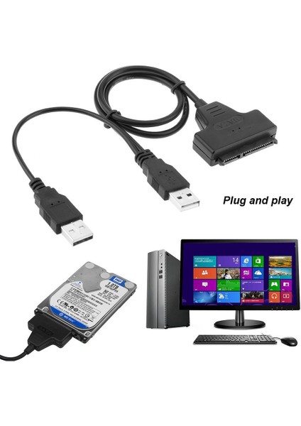 USB 2.0 Sata 7 + 15PIN Adaptör Dönüştürücü Kablosu 2.5 Inç HDD Dizüstü Sabit Disk Disk Sürücüsü Bilgisayar Kabloları Konnektörleri Sıcak Satış (Yurt Dışından)