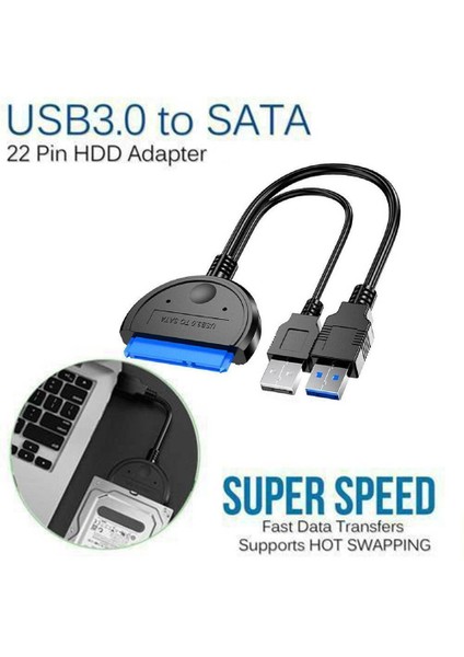 Adaptör Kablosu Sata USB 3.0 Adaptör Sata Kablosu /3.5 Desteği USB Inç Sürücü Sabit Disk SSD Çift 2.5 Inç Kablo Sata HDD Harici (Yurt Dışından)