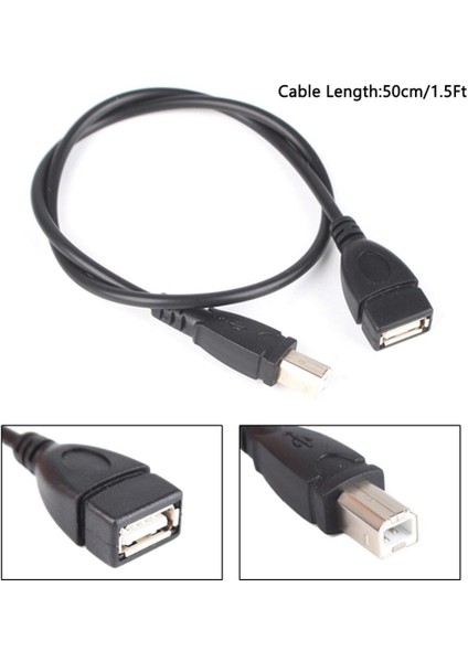 50 cm Yazıcı Uzatma Kablosu USB 2.0 Tip A Dişi USB B Erkek Tarayıcı Yazıcı Uzatma Adaptör Kablosu (Yurt Dışından)