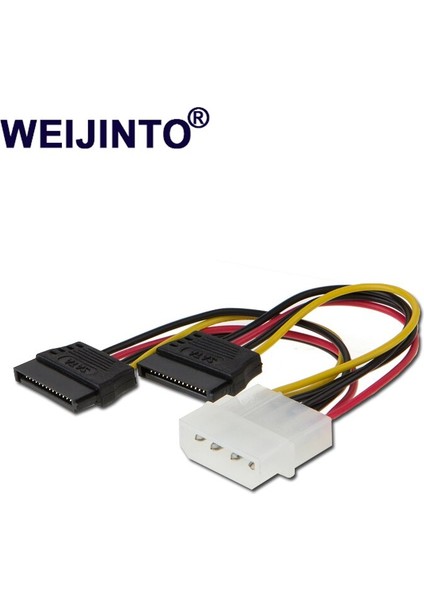 2 Adet Ide 4 Pin Molex 2 Of 15 Pin Seri Ata Sata Çift SSD HDD Güç Adaptör Kablosu Fişi (Yurt Dışından)