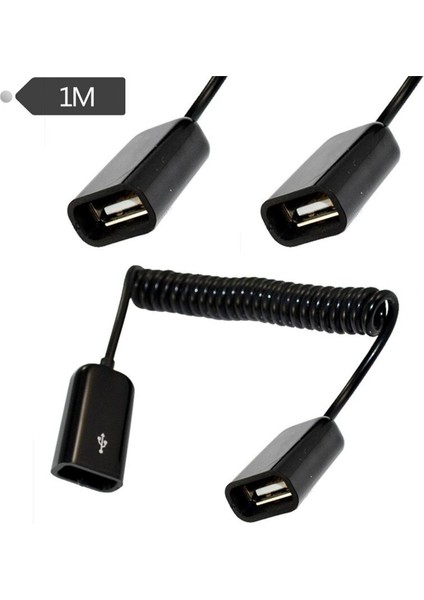 Yaylı Kablo Geri Çekilebilir Kablo Usb2.0 Çift Dişi USB Dişi - Bara USB Dişi-Usb Dişi Kablo 1m (Yurt Dışından)