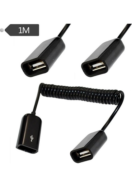 Yaylı Kablo Geri Çekilebilir Kablo Usb2.0 Çift Dişi USB Dişi - Bara USB Dişi-Usb Dişi Kablo 1m (Yurt Dışından) fiyatları