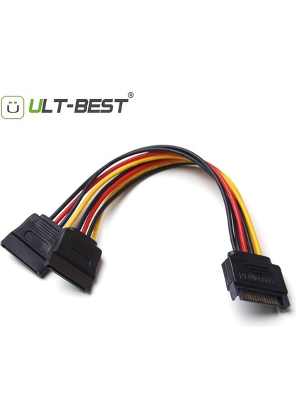 Ult-En Iyi Sata 15PIN Güç Ayırıcı Kablo 15 Pin Erkek - Seri Ata 15PIN x 2 Dişi Y Sabit Sürücü Kabloları 15CM (Yurt Dışından)