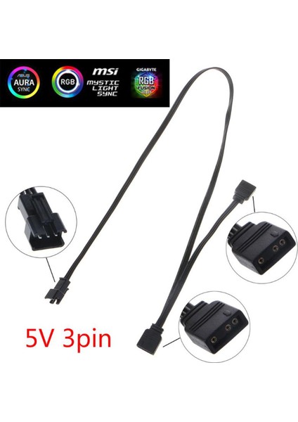 Aura As-Us/msı Anakart Için Argb Kontrol 5V 3pin Uzatma Kablosu Adaptörü (Yurt Dışından)