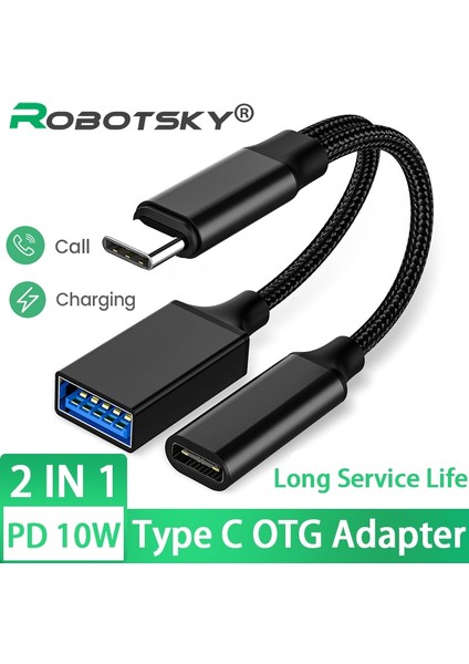 USB C Otg Kablolu Telefon Adaptörü 2 In 1 Tip C USB A Adaptörü Samsung Huawei Xiaomi Telefon Dizüstü Tablet Için Pd Şarj Portu ile (Yurt Dışından)
