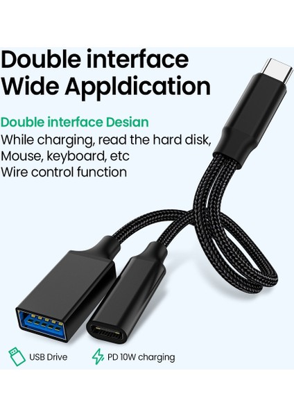 USB C Otg Kablolu Telefon Adaptörü 2 In 1 Tip C USB A Adaptörü Samsung Huawei Xiaomi Telefon Dizüstü Tablet Için Pd Şarj Portu ile (Yurt Dışından)