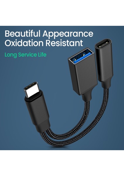 USB C Otg Kablolu Telefon Adaptörü 2 In 1 Tip C USB A Adaptörü Samsung Huawei Xiaomi Telefon Dizüstü Tablet Için Pd Şarj Portu ile (Yurt Dışından)