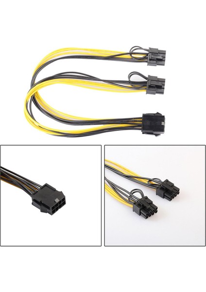 8 Pin Dişi Çift 2x 8 Pin (6+2) Dişi Pcı Express Güç Adaptörü Kablosu Grafik Ekran Kartı Için 30 cm (Yurt Dışından)