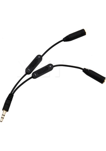 At 3.5mm Erkek 2 Kadın Stereo Ses Y Splitter Adaptör Kablosu W/ses Kontrolü Yeni 17 cm 1 Adet Stereo Kulaklık Ayırıcı (Yurt Dışından)