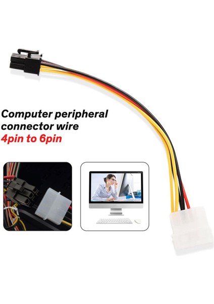 20 cm 4 Pin Erkek Molex 6 Pin Dişi Pcı-Express Pcıe Ekran Kartı Güç Dönüştürücü Adaptör Kablosu Konektörü Video Kartları Için (Yurt Dışından)