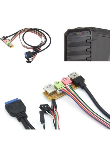 USB 2.0+ 3.0 Bağlantı Noktası Kasası Pc Bilgisayar Kasası Ses Ön Paneli Kabloyu Değiştirin 70 cm (Yurt Dışından)
