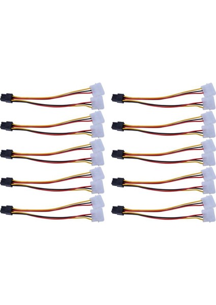 10 Adet/takım Çift Molex 4-Pin'den Bir Pcı-E 6-Pin Güç Konektörü Y Adaptör Kablosu (Yurt Dışından)