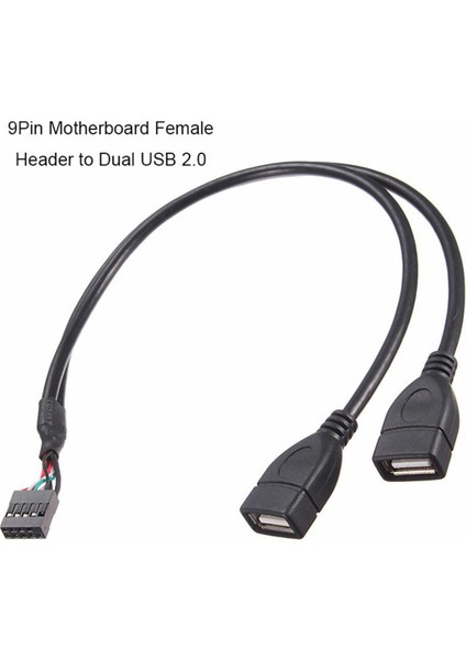 10 Pin / 9pin Anakart Dişi Başlık - Çift USB 2.0 Dişipanel Montajlı Veri Kablosu Vidalı Panel Delikli (Yurt Dışından)
