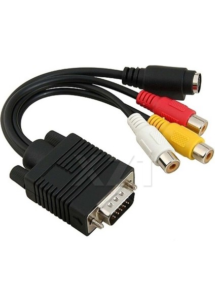 VGA Erkek S-Video 3 Rca Jack Dişi Kompozit Av Tv Çıkışı Adaptörü Dönüştürücü Video Kablosu Pc Hdtv Için (Yurt Dışından)